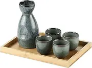 Wine Jug Vintage Ceramic Sake Cup 6 Piece Set Sake Cup Fog Green Handicraft Wine Glass Cold Hot Tea Drinkware Sake Cup Sake Pots Wine Glass