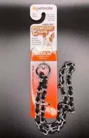 PETMATE Mighty Link COMFORT CHAIN Dog Collar Black 16in Dogs up to 44lbs MEDIUM