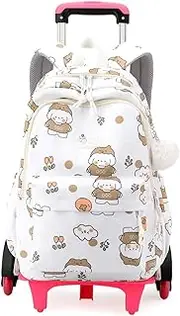 [Yumenam] Girls Trolley Backpack for Kids,Rolling Backpack with Wheels for School Bags Girls Lightweight Waterproof Casual Daypack Travel Backpack