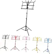 Totority Folding Music Sheet Tripod Stand Height Metal Holder for Guitar and Piano Lightweight Design Non- Feet for Easy Carrying and Storage Black