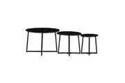 Set Of 3 Solid Wood Black Round Nested Coffee Table Living Room Side Table