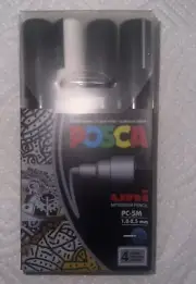 Posca PC-5M Metallic, Black, White Marker Set (4-pc) Graffiti Art Supplies #683