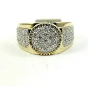 Natural Round Diamond Cluster Square Men's Ring Band 14k Yellow Gold 1.64Ct