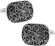 [JYHLSHBA] Cufflinks For Men 1 Pair Of Men'S Cufflinks Black Vintage Carved Pattern Wavy Cufflinks