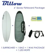 NEW Billow 6' Epoxy Fish Surfboard Matte Finish package with 5xFCS fins