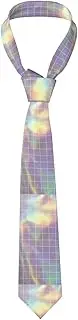[WURTON] Reflective Square Print Men'S Neckties Tie,Funny Novelty Neck Ties Cravat For Groom,Father, And Groomsman