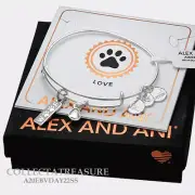 Authentic Alex and Ani Woof Duo Shiny Silver Expandable Charm Bangle