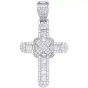 Silver Round & Baguette s Kiss Cross