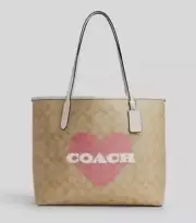 Coach City Tote Signature Pink Heart Print CP052 Bag Purse Handbag Laptop NWT