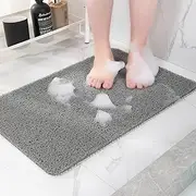 Non-Slip Shower Mat - Comfort Bath Tub Mats with Drain - PVC Loofah Bathroom Floor Mat for Wet Areas - Easy to Clean-Quick Drying (Grey, 40 x 100cm)