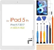 A1822 A1823 Screen Replacement, for iPad 2017 5th Generation Touch Screen 9.7 inch Digiziter Touchscreen Glass Panel with Home Button & Repair Tools (Not LCD)