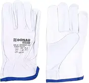 DONAU SAFETY Premium Work Gloves Driver Made of Goatskin Leather / 1 Pair/Size 10 / XL/White Leather Gloves with Elastic Wrist/Assembly Gloves/Gloves/Driver's Gloves Protective Gloves