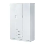 Foret Cabinet Wardrobe Clothes Rack Bedroom Storage Organiser 3 Drawers 3 Doors