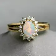 1.50 Ct Emerald Cut Simulated Fire Opal Women's Halo Ring 14K Yellow Gold Plated