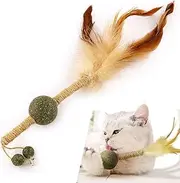 Havenfly Cat Toy Catnip Ball, Silvervine Stick, Cat Chew Toy with Bell & Feather for Cleaning Kitten Teeth, Matatabi Dental Care Cat Treats (1 pc)
