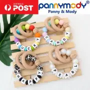 Silicone Keepsake Rattle Personalised Name, Chewable Rattle Teether Toy for Boys