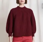 Apiece Apart Eco Nueva Merel Chipotle Red Cotton Cashmere Knit Sweater Size M