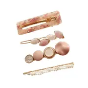 4pc Culturesse Perri Chic Mixed Barrette Clip Set Women's Hair Accessory Blush