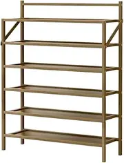 [Artiss] Shoe Rack, 6-Tier Wooden Shoes Organiser Storage Foldable Organizer Display Shelf Open Shelves, Hold up to 18 Pairs of Shoes, Home Bedroom Living Room Hallway Entryway Furniture Bamboo