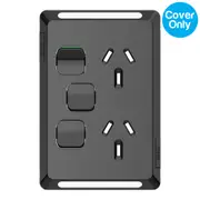 Clipsal Pro Double Vertical Powerpoint 10A + Extra Switch Skin Black