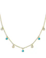 Moon & Meadow 14K Yellow Gold Turquoise & Diamond Dangle Collar Necklace, 18 - Exclusive