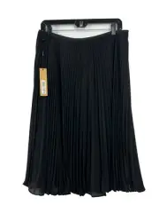 New Donna Karan New York Blurred Lines Women Sz 12 Black Skirt Pleated Midi R4