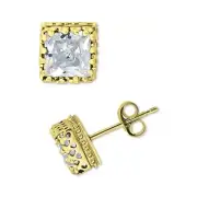 Giani Bernini Cubic Zirconia Princess Stud Earrings 18K GP Sterling Silver