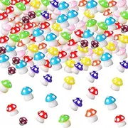 50PCS Mulitycolor Mushroom Set Resin Decor for Embellishments Mushroom Themed Resin Charms Set Ornament Scrapbooking Birthday Party Table Decoration DIY Slime Kit Craft Charms Party Toys (RED)