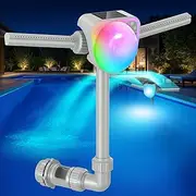 2 in 1 Pool Fountain with Solar Pool Lights, 360°Adjustable Dual Spray Sprinkler Head Water Fountain, Auto Sprinkler, Waterfall Sprayer for Cool in/Above Ground Pool Water (Gray)