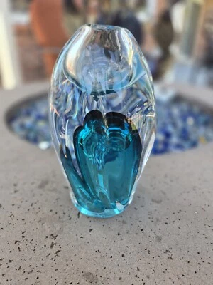 SKLO LAVA UNION MID CENTURY MODERN CZECH ART GLASS VASE Signed