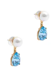 Kenneth Jay Lane Faux Pearl and Crystal-embellished Drop Earrings - Aqua - One Size One Size