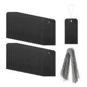 200Pcs Marking Tags with String, 6.3" x 3.1" Waterproof Hang Tags Black