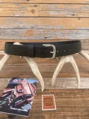 AKER Black Basketweave Leather Garrison 1 1/2" Belt Size 32 29" TO 33"