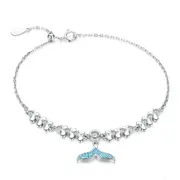 Blue Mermaid Fish Tail Bracelets for Women Silver plating Wave Pattern Chain Bracelet Fashion Jewelry