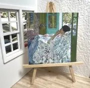 Miniature Dollhouse Room Box Art 1:12th Scale Woman Napping by Window