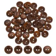 100Pcs Wooden Buttons 15mm 2 Hole Round Wood Sewing Button Craft, Brown
