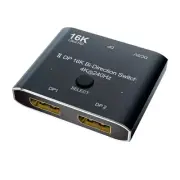 Fast Speed 16K DisplayPort Video Adapter Switcher Box 4K240Hz Two Way Switching
