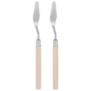 2pcs 15mm No.4 Oil Painting Palette Knives Stainless Steel Spatula Wood Handle