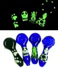 4'' Glass Hand Spoon Pipe Pyrex Glow In The Dark Smoking Tobacco Bowl Handmade