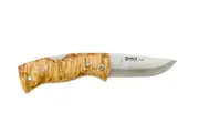 Helle Nipa - 69mm Sandvik 12C27 Stainless Steel Folding Knife (Curly Birch Handle with Clip)