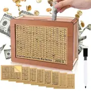 Cash Vault Wooden Savings Box Wooden Money Box W/ Money Target and Numbers Gifts
