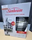 Brand New Sunbeam HEATED Microplush Throw 50 x 60 in. Black Buffalo Checker SAVE