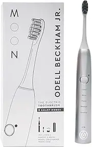 MOON Sonic Electric Toothbrush for Adults, 5 Smart Modes to Clean, Whiten, Massage and Polish Teeth, Rechargeable with Travel Case, Platinum, Co-Created with Odell Beckham Jr.
