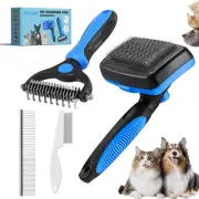 4 in 1 Pet Grooming Kit Dematting tool Stainless Steel Comb Deshedding Brush ...
