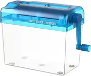 Hisxrcal Mini Hand Crank Paper Shredder for A4 Documents and Receipts, Blue