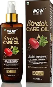 WOW Skin Science Stretch Care Oil to Minimize Stretch Marks & Even Out Skin Tone - Blend of 6 Oils with Rosehip Calendula & Sea Buckthorn Oils - No Parabens, Silicones, Mineral Oil & Color, 200 ml