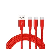 Catzon 1M 2M 3M 3Packs Micro USB Cable Nylon Braided Phone Cable Fast Charger Cable USB Cord -Red