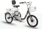 Three Wheel Bike, Folding Adult Tricycle 7 Speed Foldable Adult Trikes 3 Wheel Bikes with Low Step-Through with Basket for Seniors Women Men Cycling Pedalling