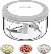 ZWCEGND Manual Food Chopper Vegetable Chopper, 550ML Garlic Chopper Mincer Pull String Onion Chopper with Big Pull Ring for Veggies, Meat, Ginger, Peppers, Fruits, Nuts, Herbs, etc
