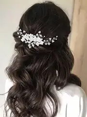 Flower Bride Wedding Hair Comb Silver Opal Bridal Hair Pieces Pearl Headpiece